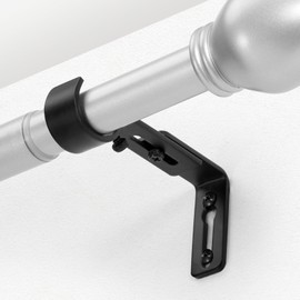 LLPJS Curtain Rod Bracket Adjustable, Drapery Rod Holder Hooks Support Hangers for 1 inch Diameter Window Curtain Rods (Black, 3-Pack)