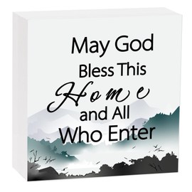 Christian Decor, May God Bless This Home Wooden Box Sign, Jesus Decor For Home Office Table Desk And Wall, Inspirational Gifts For Friends Family