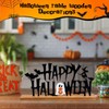 Metal Happy Halloween Sign Halloween Table Decor with Wooden Base