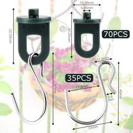 GUOYIHUA 70 x Greenhouse Clips + 35 x Hooks, Hanging Devices for Greenhouse, Sturdy Plant Holder, Greenhouse Accessories, Greenhouse Clips