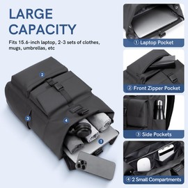 Kingsons Travel Laptop Backpack，Business Anti Theft Lightweight Laptops Backpack，Water Resistant Casual Daypack Computer Bag Gift for Men & Women Fits 15.6 Inch Notebook