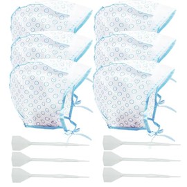 Gorro de tinte para teñir el cabello, 6 piezas con agujas de ganchillo | Clear hair tinting cap, disposable, highlight tipping cap, salon and home use