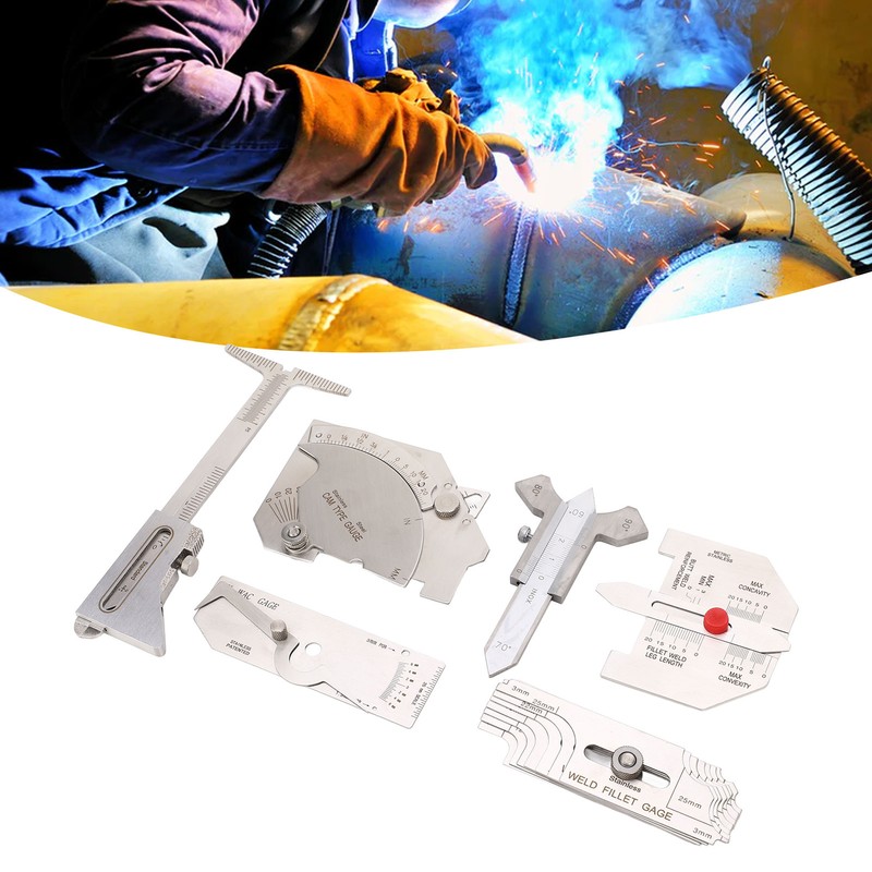 6Pcs Weld Gauge Set Fillet Include Hi Lo Gauge Porosity