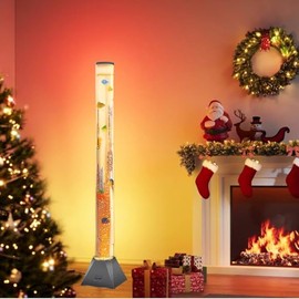 TOPSUPPLIES Large 4ft Sensory LED Water Bubble Tube Lamp (Aquarium Sensory Fish Tube Floor Light) with 16 Color Changing Night Light Effects - Autism & ADHD Friendly, Ideal Gift for Kids & Adults