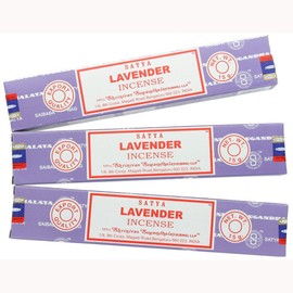 3 X LAVENDER Satya Nag Champa Incense Sticks Packs 15g with Souvenir Badge By Sterling Effectz