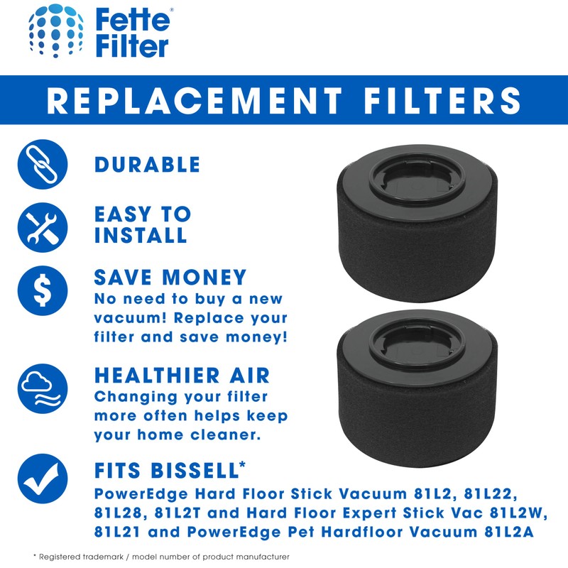 Fette Filter 2-Pack Bissell 54A2 Compatible Replacement Pack for PowerEdge