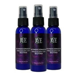 Acondicionador Orgánico enriquecido con Biotina JYE, tratamiento natural anticaída para todo tipo de cabello. Incluye 3 botellas de 60 ml cada uno.