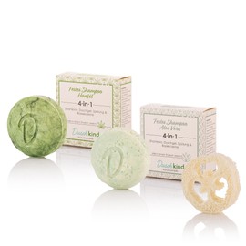 Duschkind 4-in-1 Solid Shampoo Natural Cosmetics Lemongrass Suitable for All Hair Vegan Formula Handmade Natural & Loofah Disc 100% Organic Plastic Free
