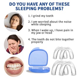 Sleep Mouth Guard for Grinding Teeth at Night,Mouthguards for Grinding of Teeth Protection for Teeth,Reusable Teeth Grinding,for Teeth Grinding, Sport Athletic, Whitening Tray(4 Pack/Two Size)