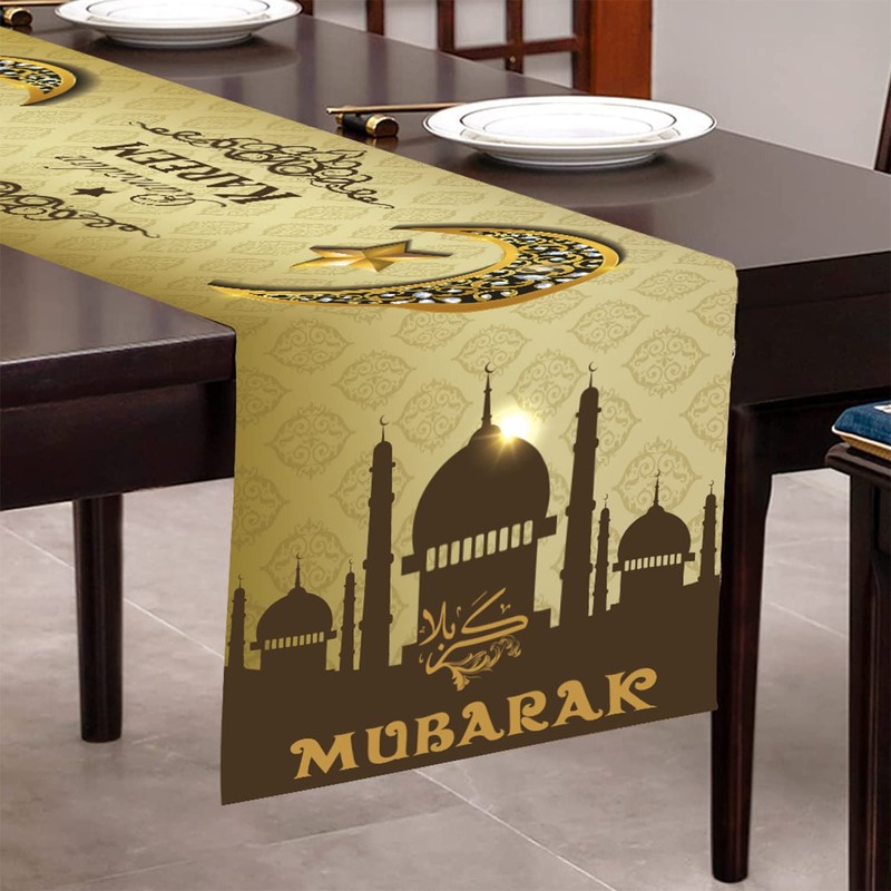 Eid Mubarak Table Runner Ramadan Mubarak Tablecloth Table Cover Mosque