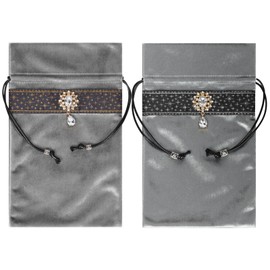 XWXLDD 2 Pcs Large Tarot Cards Velure Bag Dungeons And Dragons Gifts Blue Divination Bag Tarot Ceck Dice Bag (Grey + grey（Gold + Silver lace）)