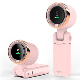 Portable Handheld Turbo Fan, 5-Speed Personal Fans, 5000mAh Rechargeable Fans Up to 12 Hours, Weight only 0.6lb Small Fan, Hand/Neck/Desk Fan 3 IN 1, Beach Vacation Essentials(Pink)