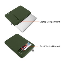 MOSISO Laptop Sleeve Bag Compatible with Laptop 13 inch, Polyester Vertical Case with Pocket, Army Green