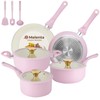M MELENTA Pots and Pans Set Non Stick, Pink Ceramic