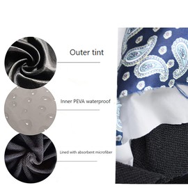 FAILOO Three-layer 3-in-1 shower cap Bath waterproof cap Extra suction hair drying cap Bathroom caphair shower cap Dry cap black satin with elastic, A reusable shower cap for women's long hair that can be used both dry and wet,One comb for smooth hair