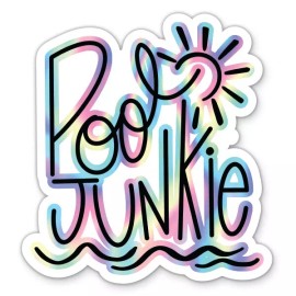 Akuna Print Pool Junkie Colorful Summer Vinyl Sticker - for Water Bottle Phone Car - 3.5"