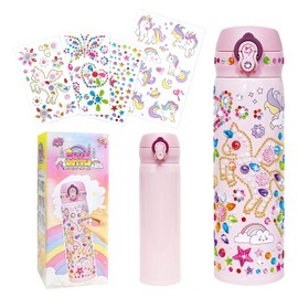 VIRIDIANA Diamond Painting Taza de Agua Aislada para Niños de Botella Agua, Decora tu propia Botella Kit Artes y Manualidades para niñas (Unicornio)