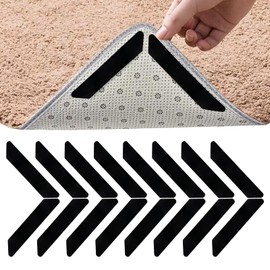 TBTFW 16Pcs Rug Carpet Non Slip Grippers, Reusable Rug Gripper for Hardwood Floors, Rug Anti Slip Grips, Keep Corners Flat, Removable(Black)