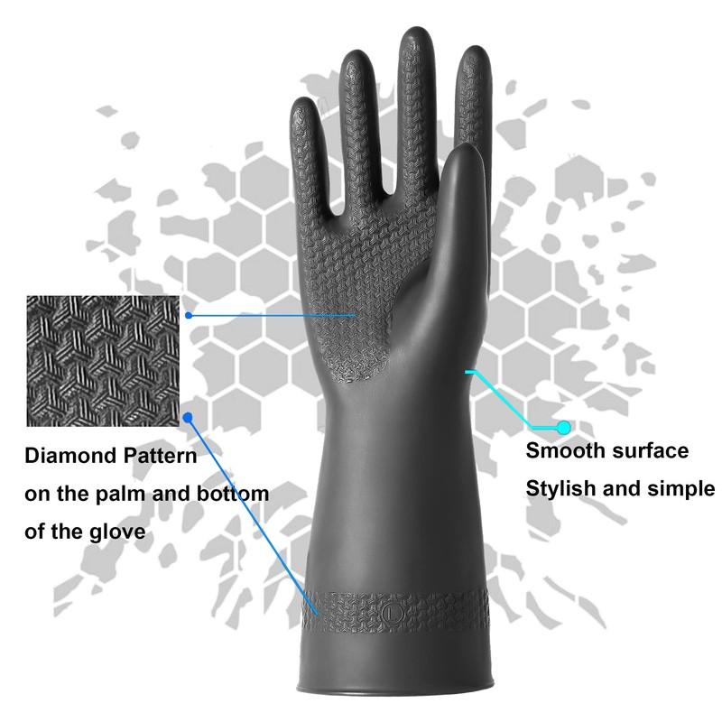 ROYAKI Chemical Resistant Latex Gloves,Cleaning Protective Safety Work Heavy Duty