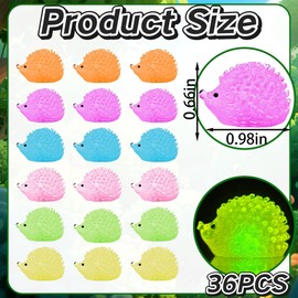 EVDERS 36Pcs Luminous Mini Resin Hedgehogs Cute Miniature Hedgehog Figurines Glow in The Dark Tiny Resin Animals Hedgehog Figures for Dollhouse Micro Landscape Fairy Garden Decor