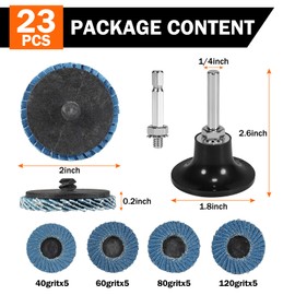 23PCS Die Grinder Flap Disc, Roll Lock Discs 2 Inch with 1/4 Inch Holder 40/60/80/120 Grits,Sanding Discs for Stock and Rust Removal, Finishing,Polishing, Power Drill Sanding Attachment
