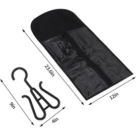 SHUNYUNG Hair Extension Holder Wig Storage Bags, 3pcs Dust-proof wig Hanger Hair Extension Storage bag, Wig Storage Bags with Hanger, Black