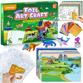 Arti e mestieri in lamina per bambini 4-6, nessun disordine divertente Foil Art Craft Supplies Kit, fai da te feltro Natale e dinosauro attività creativa, calza Stuffers, 4 5 6 7 8 9 10 anni ragazzi