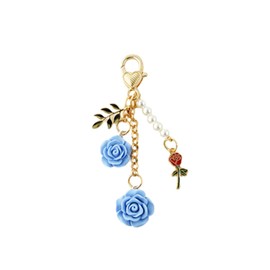 Fuqimanman2020 Rose Keychain Flower Charm Keychain with Chain Tassel Colorful Rose Pendant Keyring for Women Purse Handbag Decor(Blue)