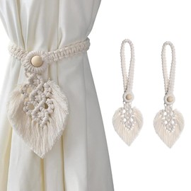 2Pcs Soft Rope Tassel Curtain Pull Backs Fashionable Hand Knitting Tie Back Holder Unique Boho Cotton Curtain Holdbacks for Home Decorative