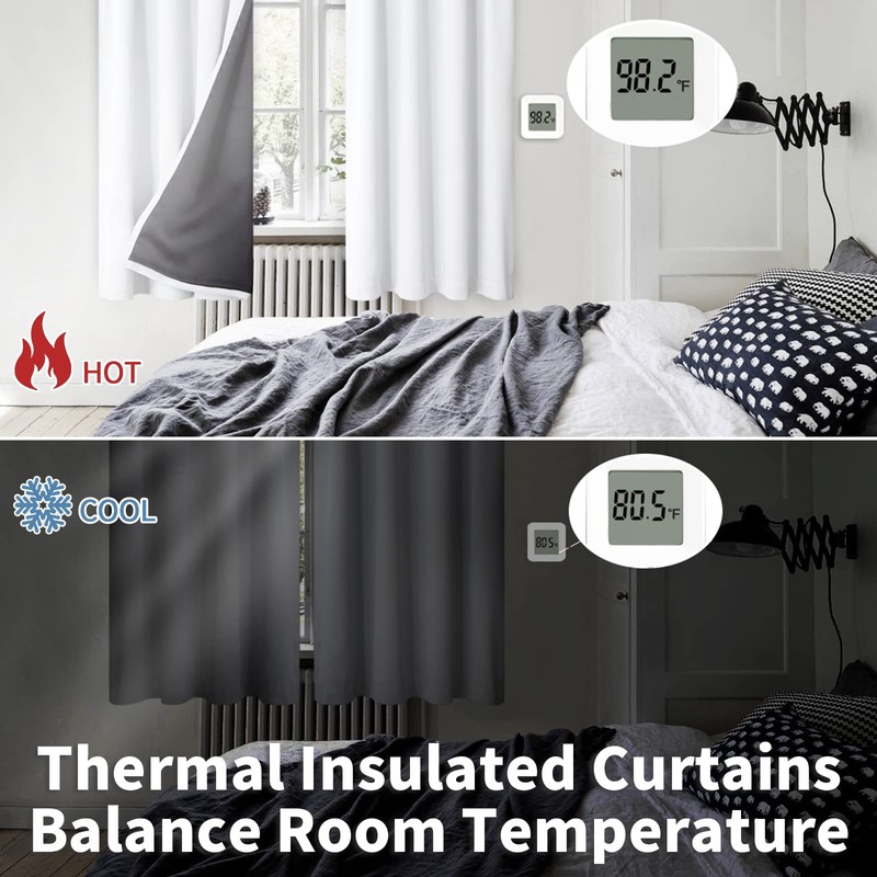 BGment White Blackout Curtains for Bedroom 63 Inch Long -