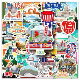 USA Stickers |50Pcs American Culture Theme Waterproof Vinyl Decals for Water Bottles Cup Computer Mobile Phone Skateboard Guitar