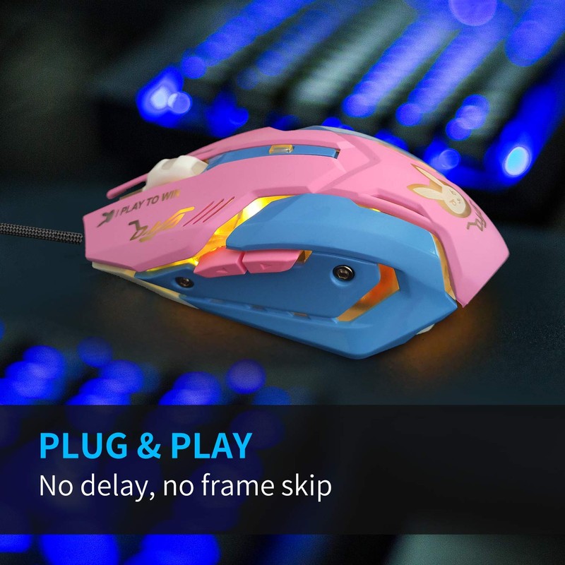 Greshare Gaming Mouse,7 Colors Backlit Optical Game Mice Ergonomic USB
