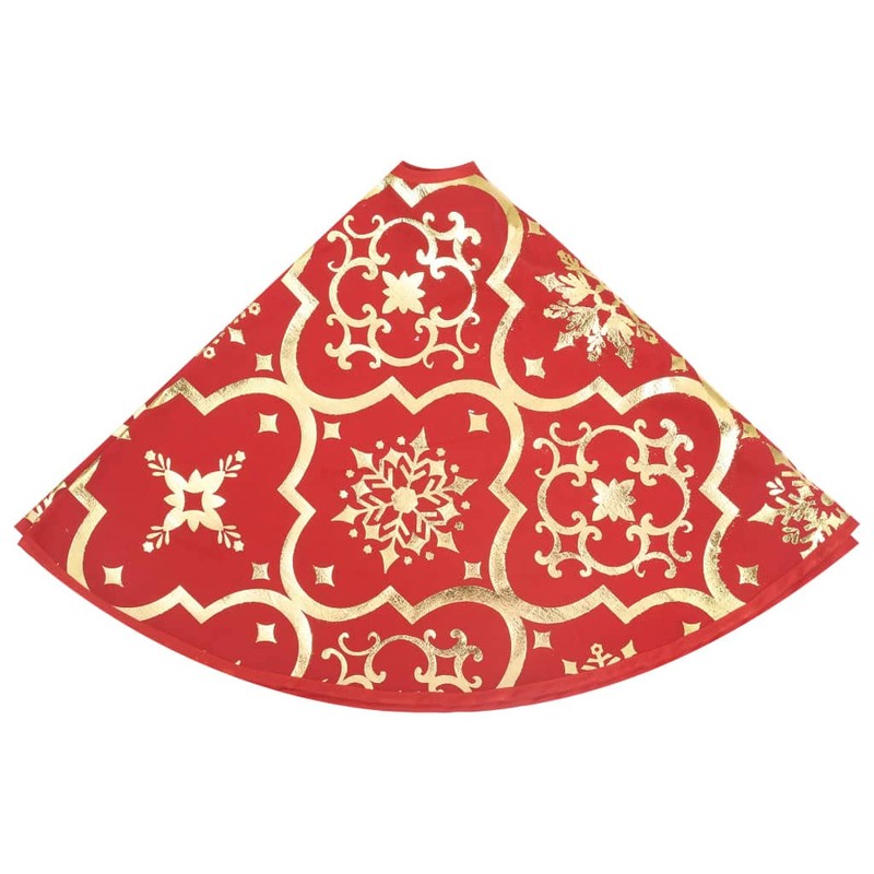 "vidaXL Luxury Christmas Tree Skirt with Sock - Red Fabric,