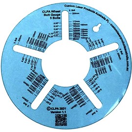 CLPA Five Stud Wheel Bolt Pattern Measuring Tool - an Easy Read Clear Plastic Measuring Gauge for Every Common Five Stud Wheel Pattern in Both Metric & Imperial