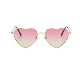 QVKUUT Vintage Heart Sunglasses Women's Polarised Festival Heart Shape Sunglasses, Gold/Pink Yellow