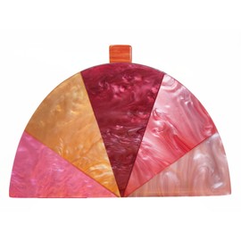 WuYangSto Acrylic Clutch Purse,Semicircle Colorful,Women's Evening Bag For Weddings Party Prom (Orange)