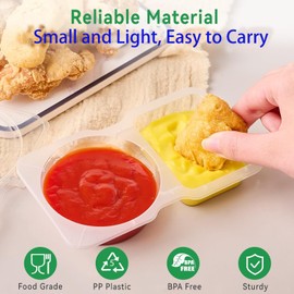 75F 10 Sets Double Condiment Containers with Lids,Transparent Plastic Sauce Snack Containers for Dips, Snacks, Travel Size Condiments