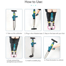 High Pressure Air Drain Blaster, Drain Clog Remover Toilet Plunger and Tub Drain Cleaner Opener, Sink Plunger for Bathroom Kitchen Bathtub Toilet Floor Drain Clogged Pipe