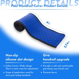 Durable Neoprene Zippered Pool Handrail Safety Cover (4 Feet) for Above Ground/Inground Swimming Pool Handrail Rail Grip Attachment, Non-Slip Design Pool Safety Covers