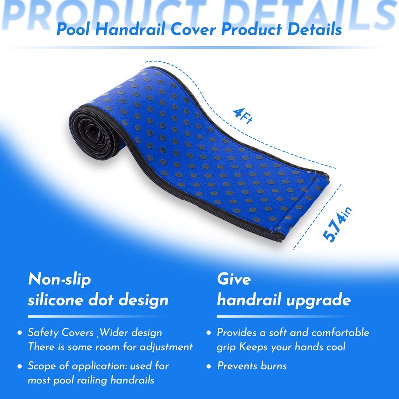 Durable Neoprene Zippered Pool Handrail Safety Cover (4 Feet) for