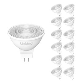 Linkind Dimmable MR16 LED Bulbs, 50W Equivalent GU5.3 Bi-Pin Base MR16 Bulbs, 12V Low Voltage 5W 2700K Soft White 500lm 40° Beam Angle for Spotlights, Recessed, Tracking, Landscape Lighting, 12 Packs