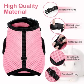 Bunny Rabbit Harness with Stretchy Leash Cute Adjustable Buckle Breathable Mesh Vest for Kitten Small Pets Walking (XL(Chest:12.5-15.7 in))