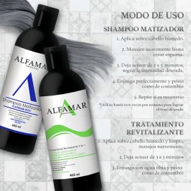 Shampoo Matizador Azul  Tratamiento Con Keratina Alfamar                                                                                              