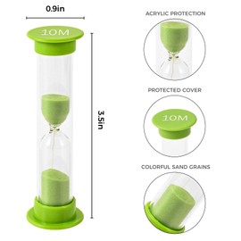 TeacherFav Sanduhr für Kinder – 10-Minuten-Set aus 4-Stunden-Glas – grüne Farbe – mit Acryl überzogen für Klassenzimmer, Zuhause und Kinderzimmer