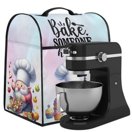Kitchen Aid - Funda mezcladora compatible con 6 a 8 cuartos de galón, bonita cubierta de gnomo de cocina, cubierta contra el polvo azul de elefante étnico con bolsillo con cierre, accesorios