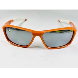 XPL DENALI Eyewear ELEVATION Sunglasses, Burnt Orange & White Frame, Silver Mirror Lenses, 58-15-135