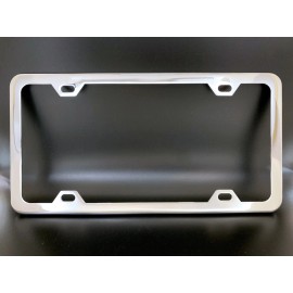 none Plain 4 Hole License Plate Frame Chrome Plated Metal
