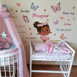 Lekabee Ballet Girl Inspirational Wall Stickers,Butterfly Motivational Wall Decals Removable Vinyl Peel and Quotes for Teens Girls Kids Nursery Bedroom Children’s Room Art Decor-B