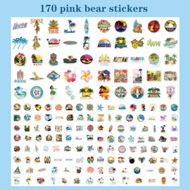 Summer Theme Sticker Pack for Kids, Teens & Adults - 120 Cute Summer Beach Stickers for Water Bottles, Diaries & Scrapbooks, Waterproof Stickers for Laptop, Suitcase,