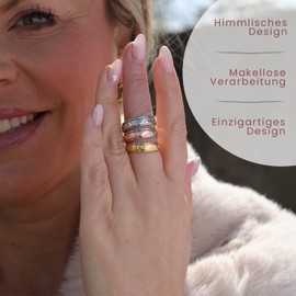 SHOP LC Spinner Rings with Moon and Star Engraving/Vintage Sterling Silver Rings for Women Anti Stress Rings Fidget Spinner 925 Sterling Silver Stamped Platinum Plated Unisex Band Rings, No gemstone